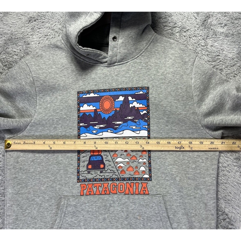 Patagonia Mens Small Summit Road Gray Hoodie Sweatshirt Fleece Graphic - Picture 6 of 8